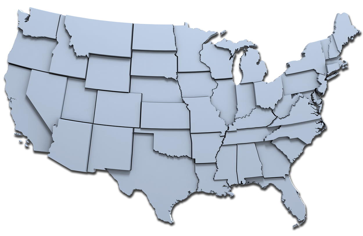 Континентальные штаты. USA Map 3d.